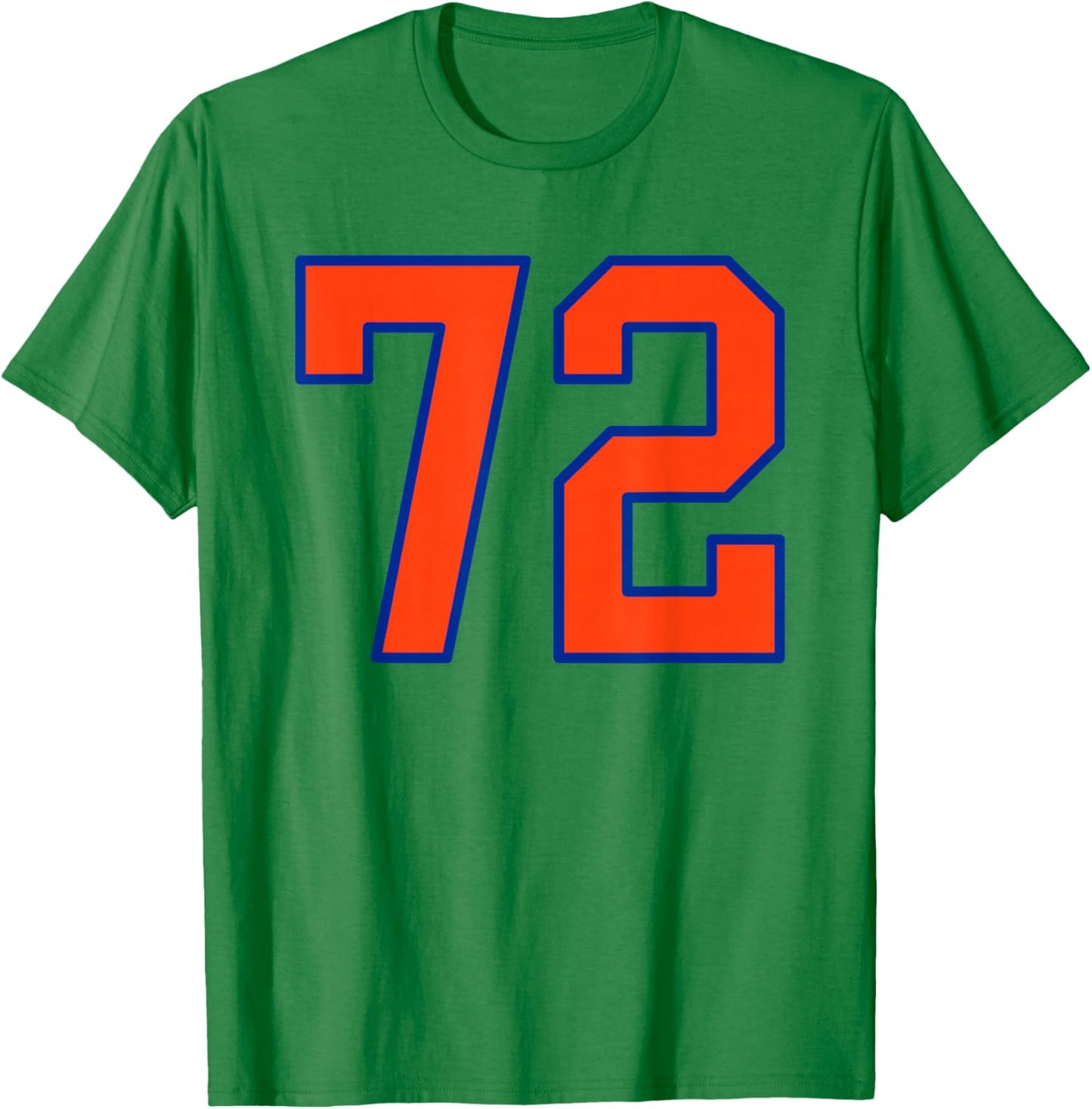 Orange and Blue Sports Number 72 Jersey Uniform Player T-Shirt - T-Shirt | Irish Green