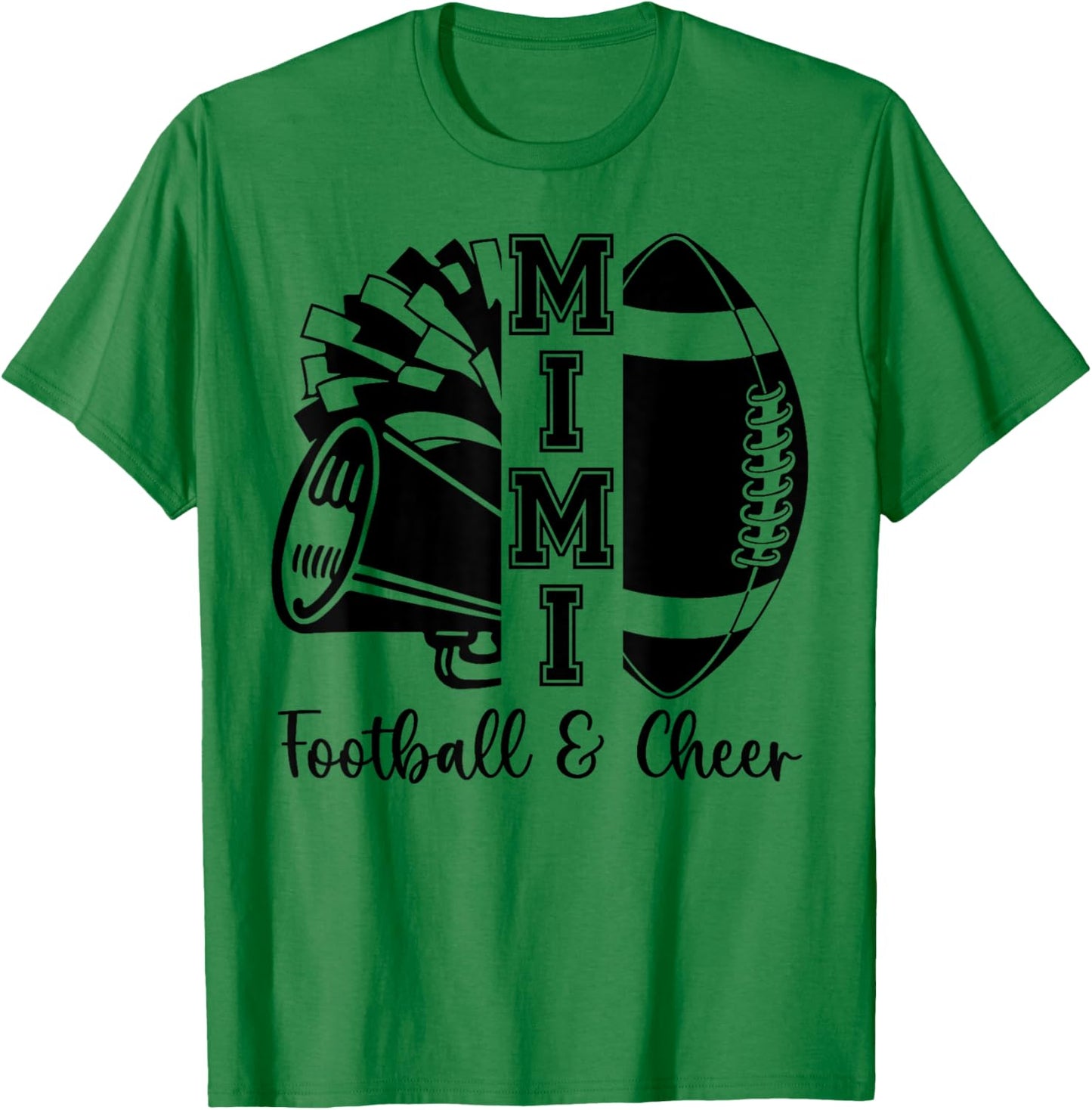 Football Cheer Mimi Grandma High School Cheerleader Pom Pom T-Shirt - T-Shirt | Irish Green
