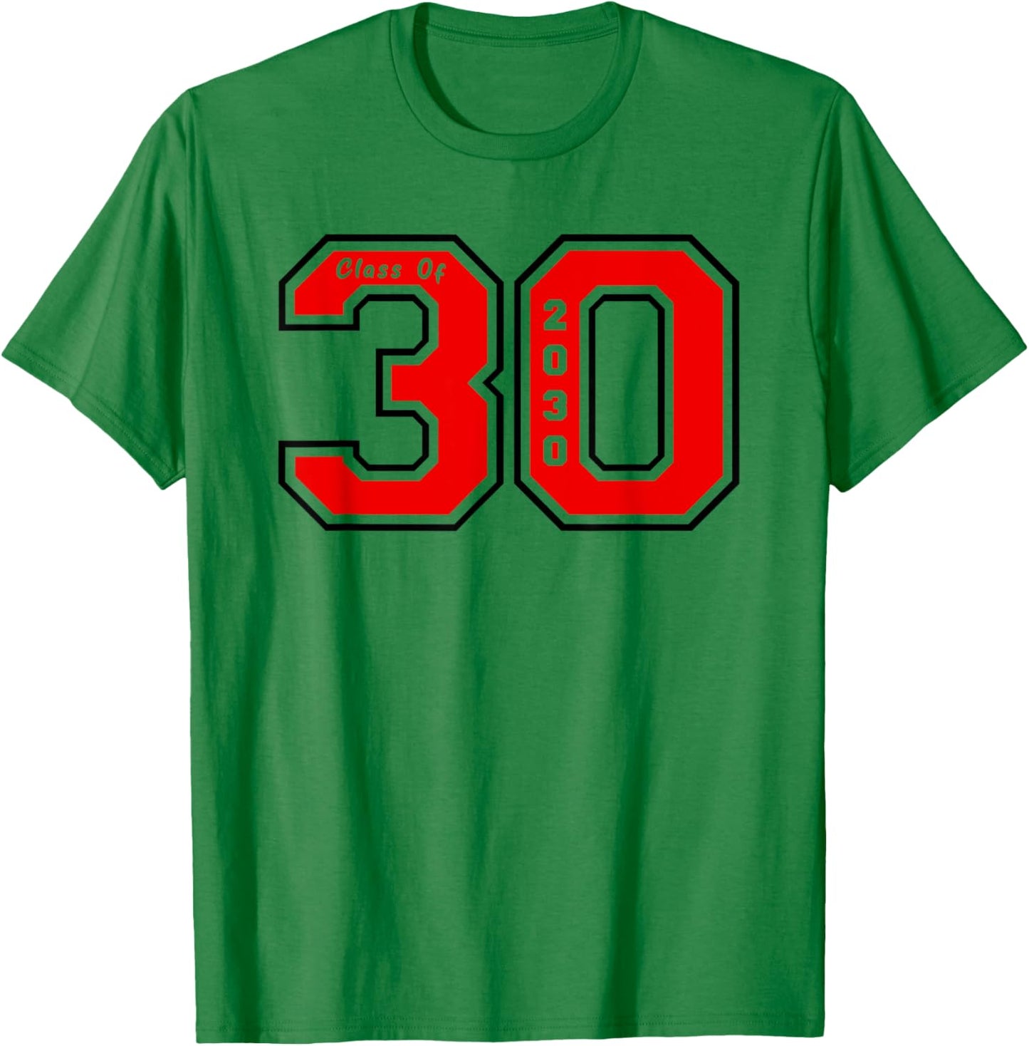 Class of 30 - Jersey Style Red Class of 2030 Graduate Gift T-Shirt - T-Shirt | Irish Green