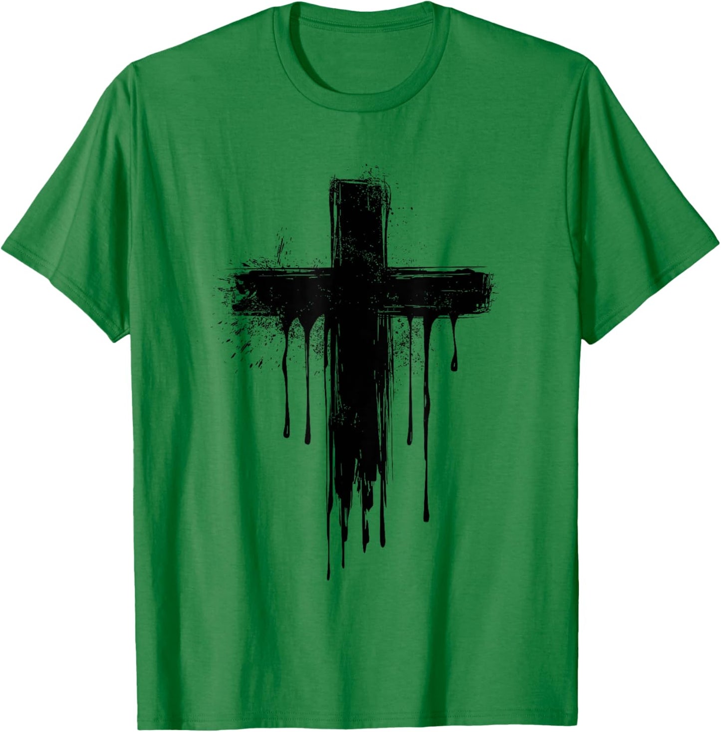 Christian Dripping Cross T-Shirt - T-Shirt | Irish Green