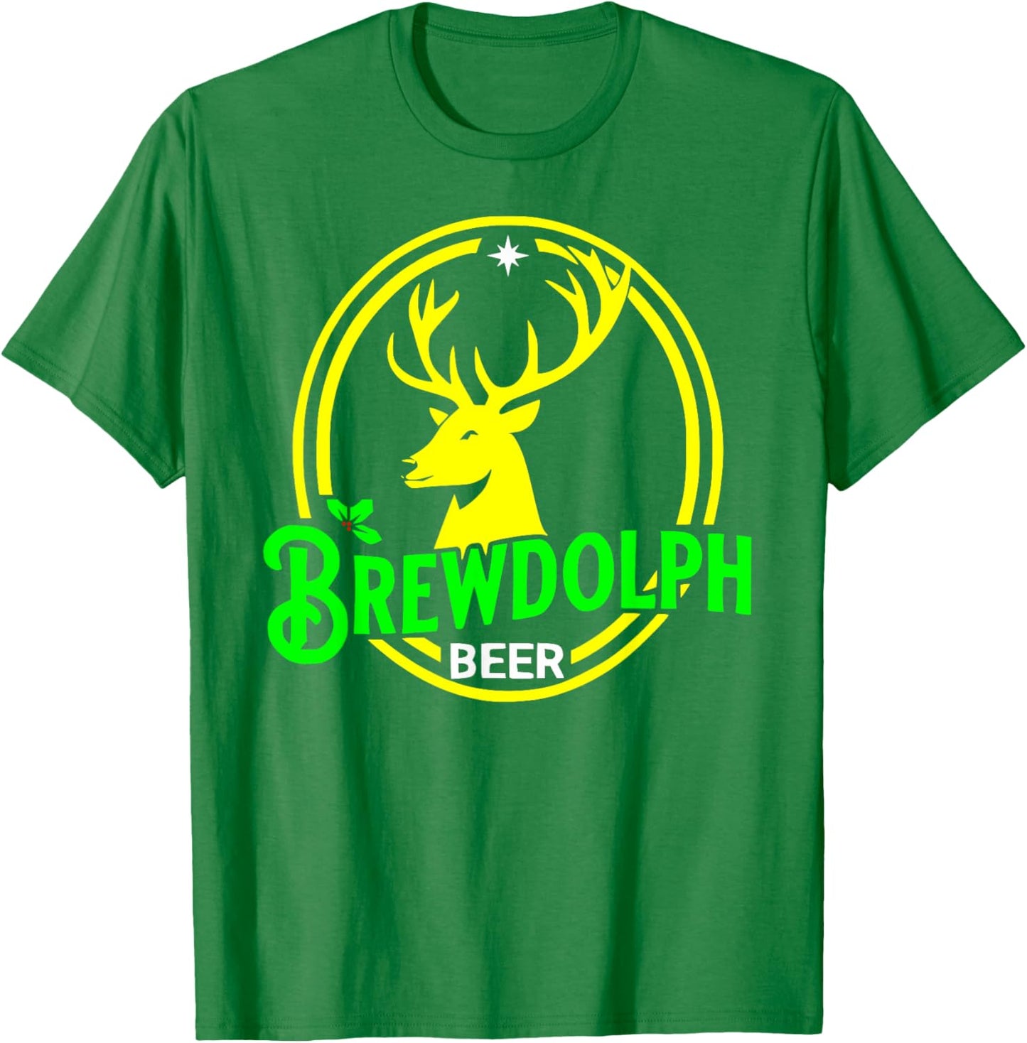 Brewdolph Funny Reindeer Holidays Christmas Beer Drinking T-Shirt - T-Shirt | Irish Green