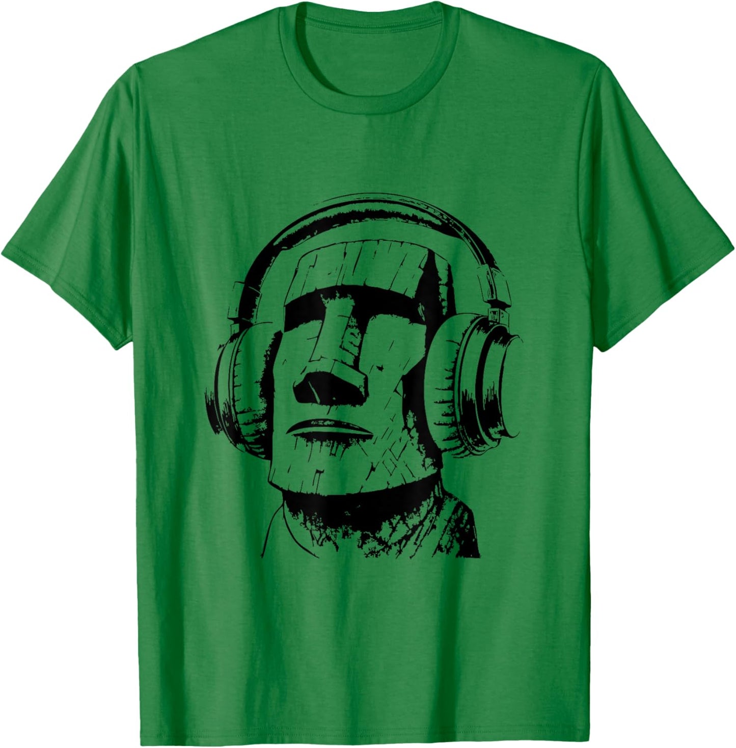 Easter island moai with Headphones, Isla de Pascua T-Shirt - T-Shirt | Irish Green