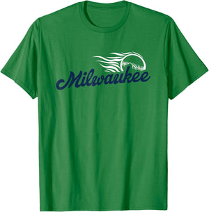 Milwaukee Baseball Vintage Minimalist Retro Baseball Lover T-Shirt - T-Shirt | Irish Green