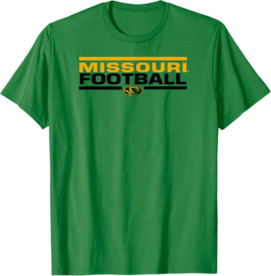 Missouri Tigers Football Tackle White Officially Licensed T-Shirt - T-Shirt | Irish Green