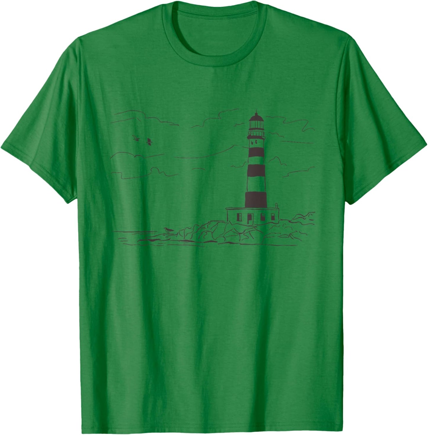 Lighthouse Seaside Nautical Sketch Art T-Shirt - T-Shirt | Irish Green
