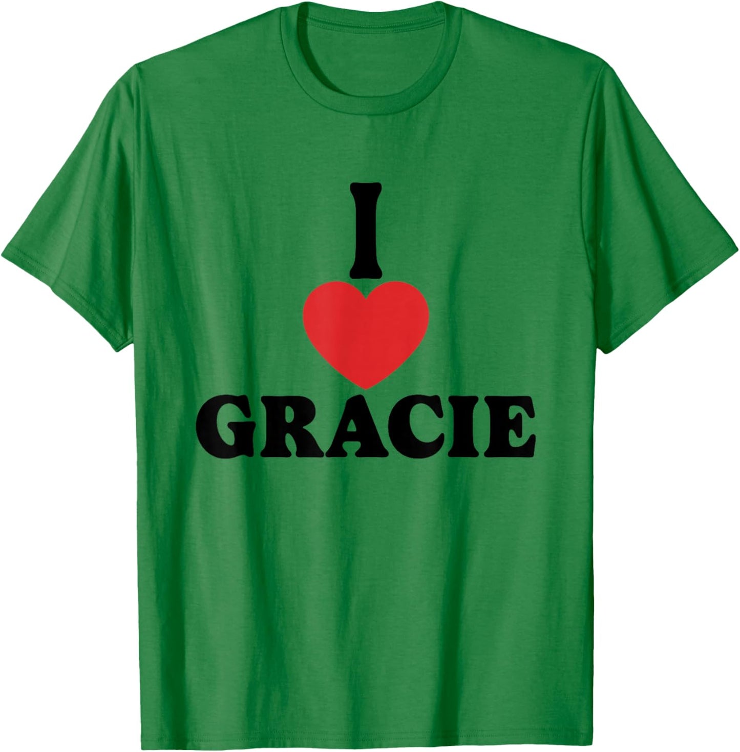 Personalized Name Gracie I Love Gracie Heart Groovy T-Shirt - T-Shirt | Irish Green