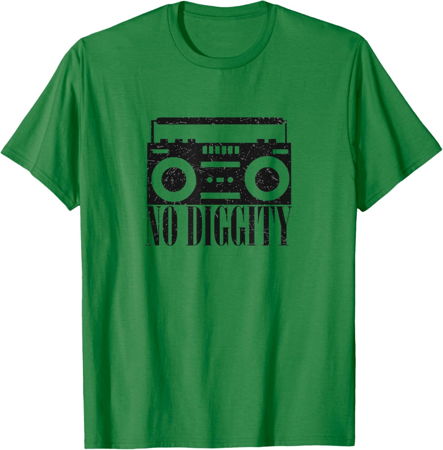"No Diggity" Retro Boombox Graphic Old School Hip Hop T-Shirt - T-Shirt | Irish Green