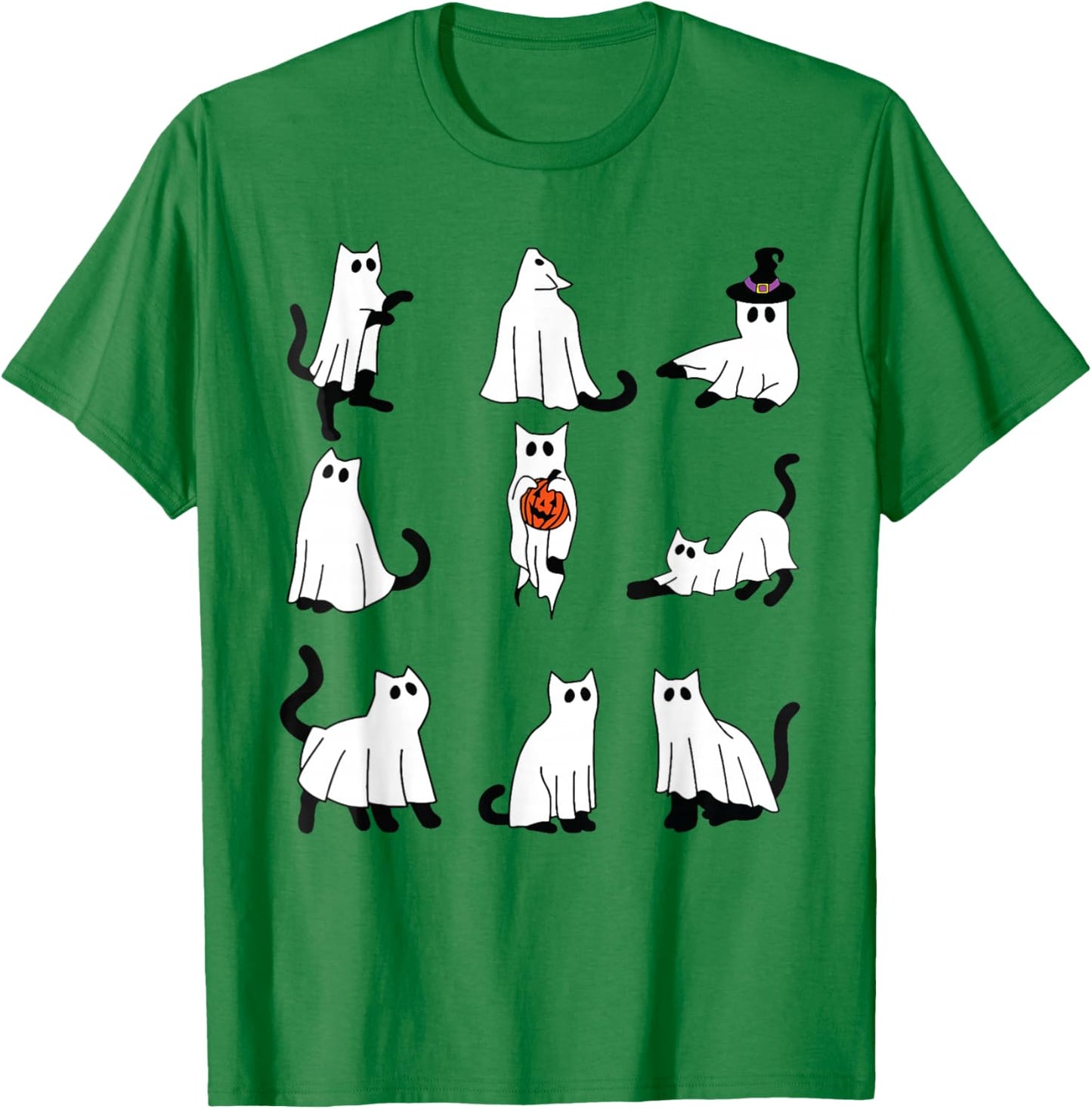 Cute Ghost Cat Funny Halloween Outfit Costumes Black Cat T-Shirt - T-Shirt | Irish Green
