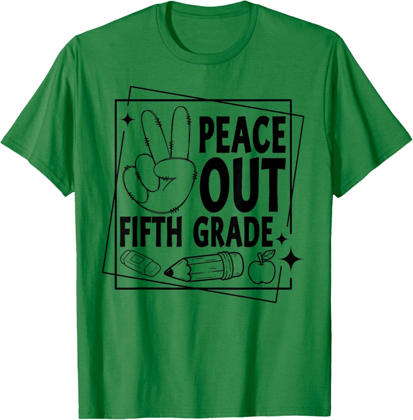 Peace Out Fifth Grade Student Last Day of School Graduation T-Shirt - T-Shirt | Irish Green