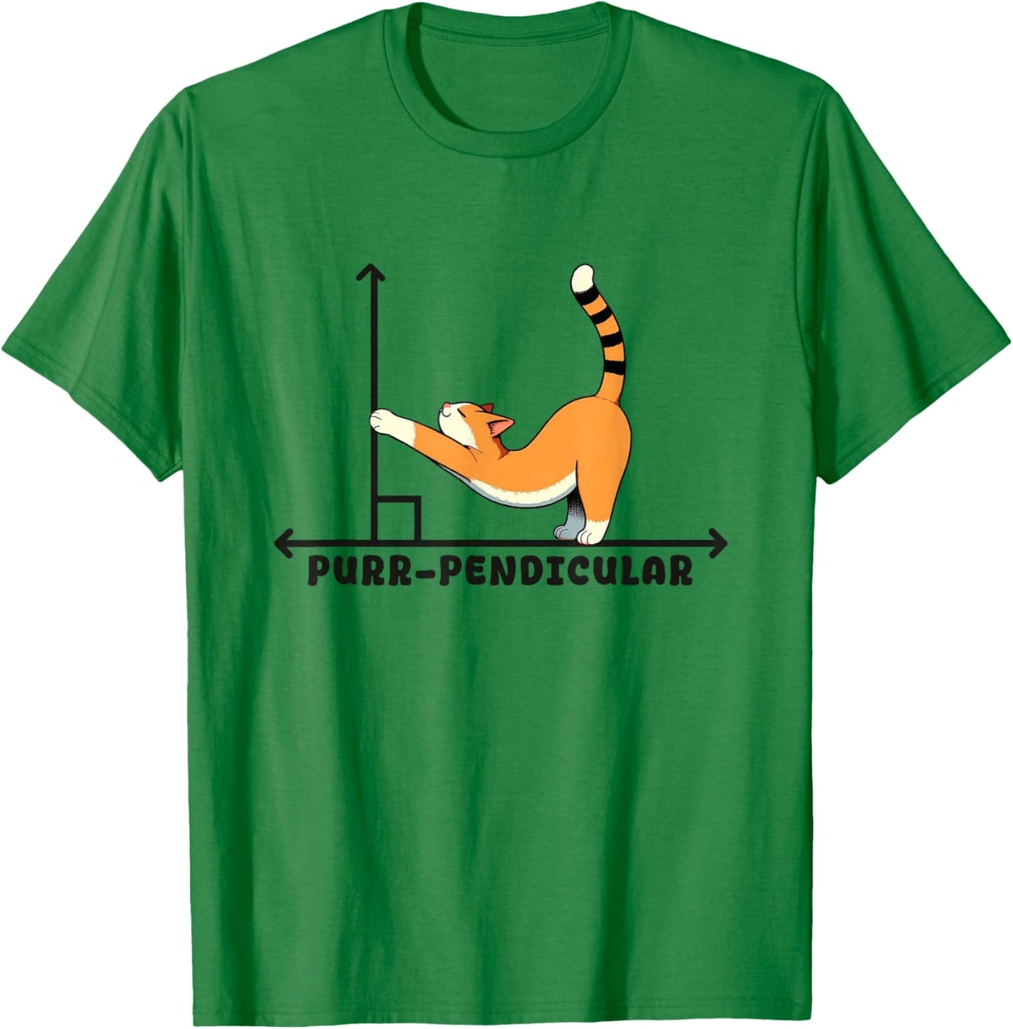 Cute Math Cat Lover Purr-Pendicular Kitten Math Pun Geometry T-Shirt - T-Shirt | Irish Green