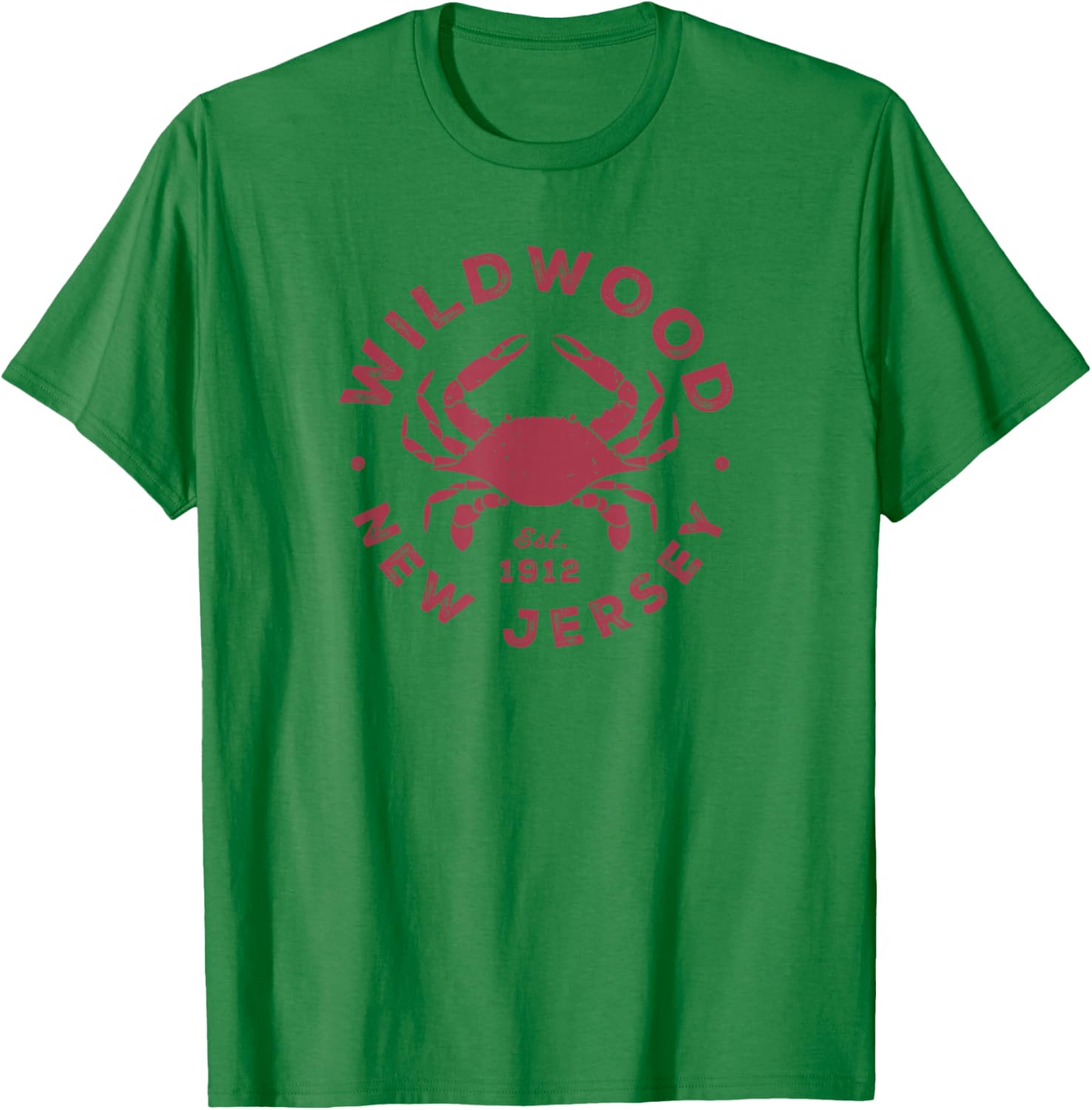 Vintage Wildwood New Jersey Atlantic Crab Beach Souvenir T-Shirt - T-Shirt | Irish Green