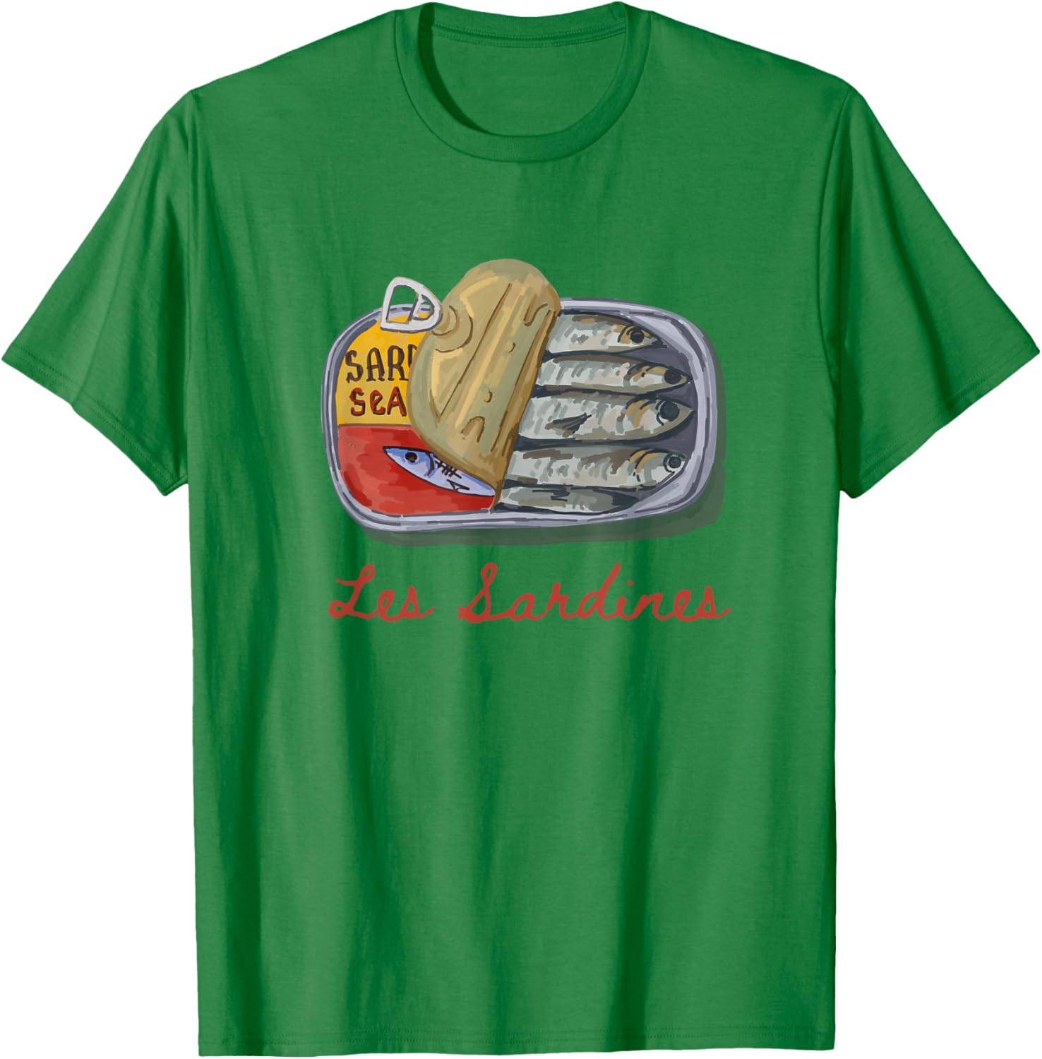 Les sardines fisherman aesthetic coastal sardine fish T-Shirt - T-Shirt | Irish Green