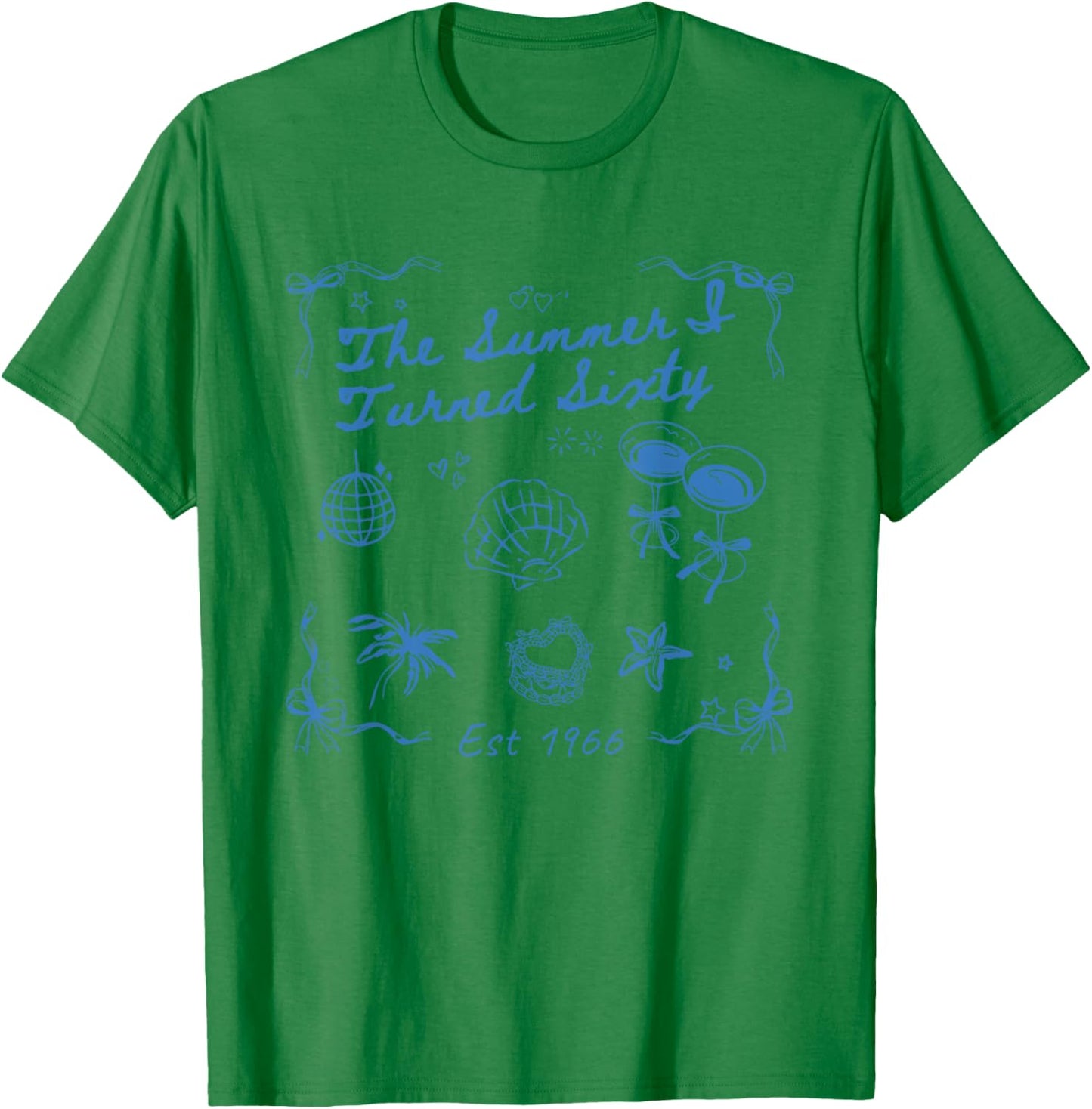 Summer I Turned Sixty 60th Birthday Seashell Coastal Beach T-Shirt - T-Shirt | Irish Green