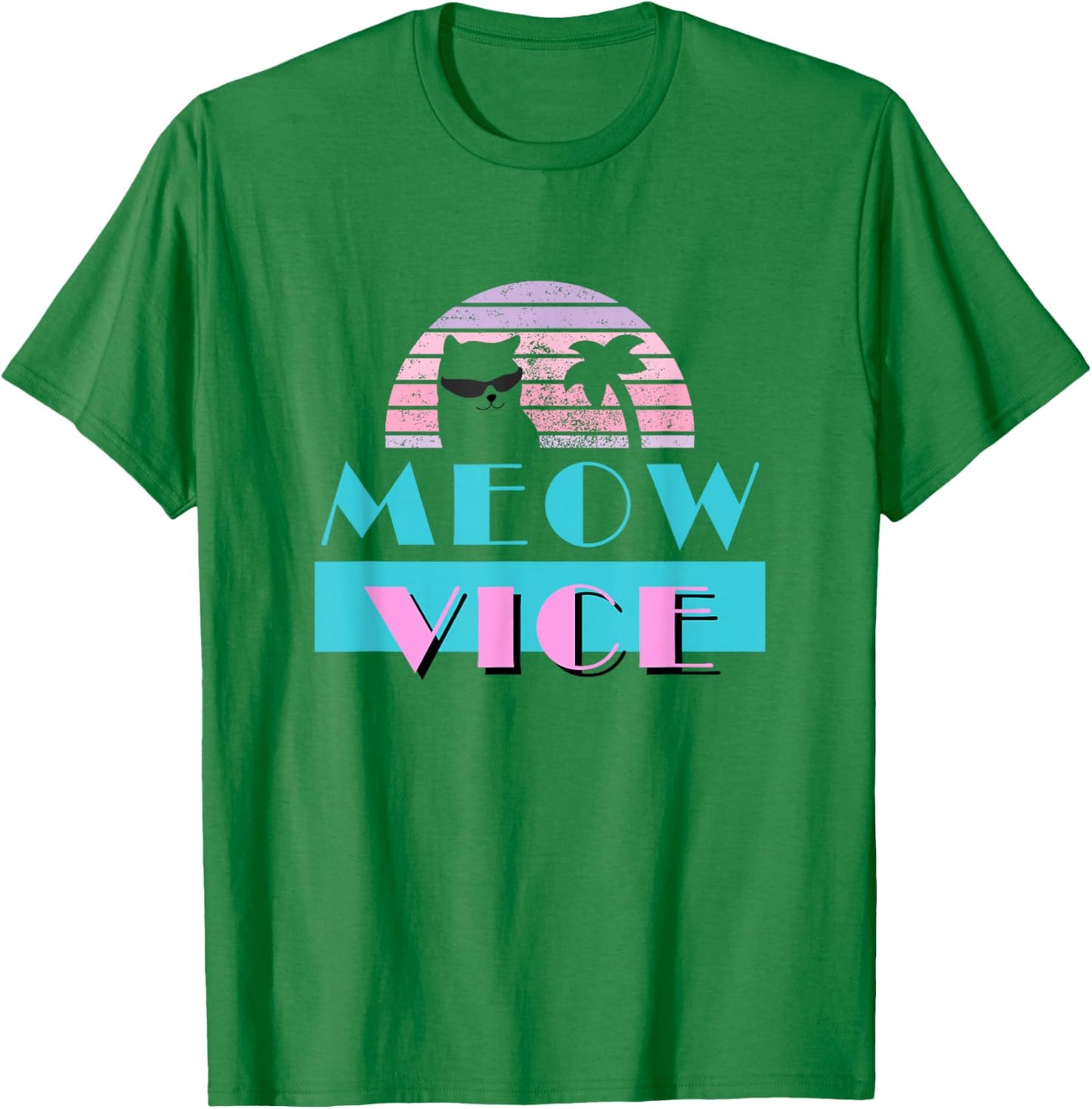 Meow Vice | Retro MIAU Mitze Cat kKtten Miami Felines T-Shirt - T-Shirt | Irish Green