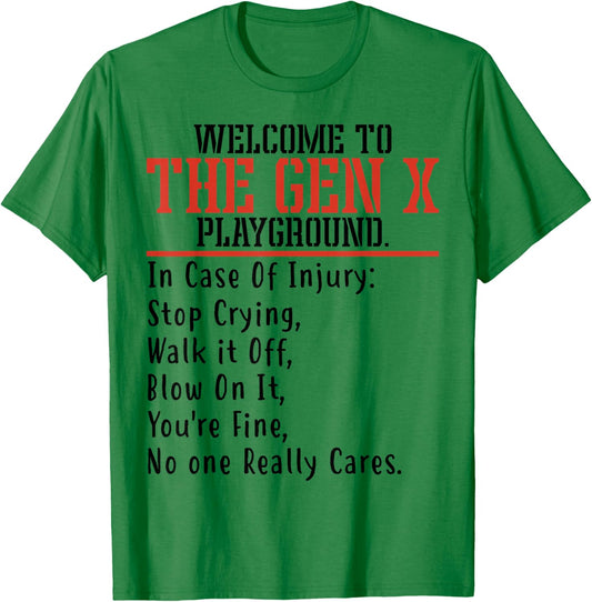 Funny 60s 70s 80s Men Women Welcome To The Gen X Playground T-Shirt - T-Shirt | Irish Green