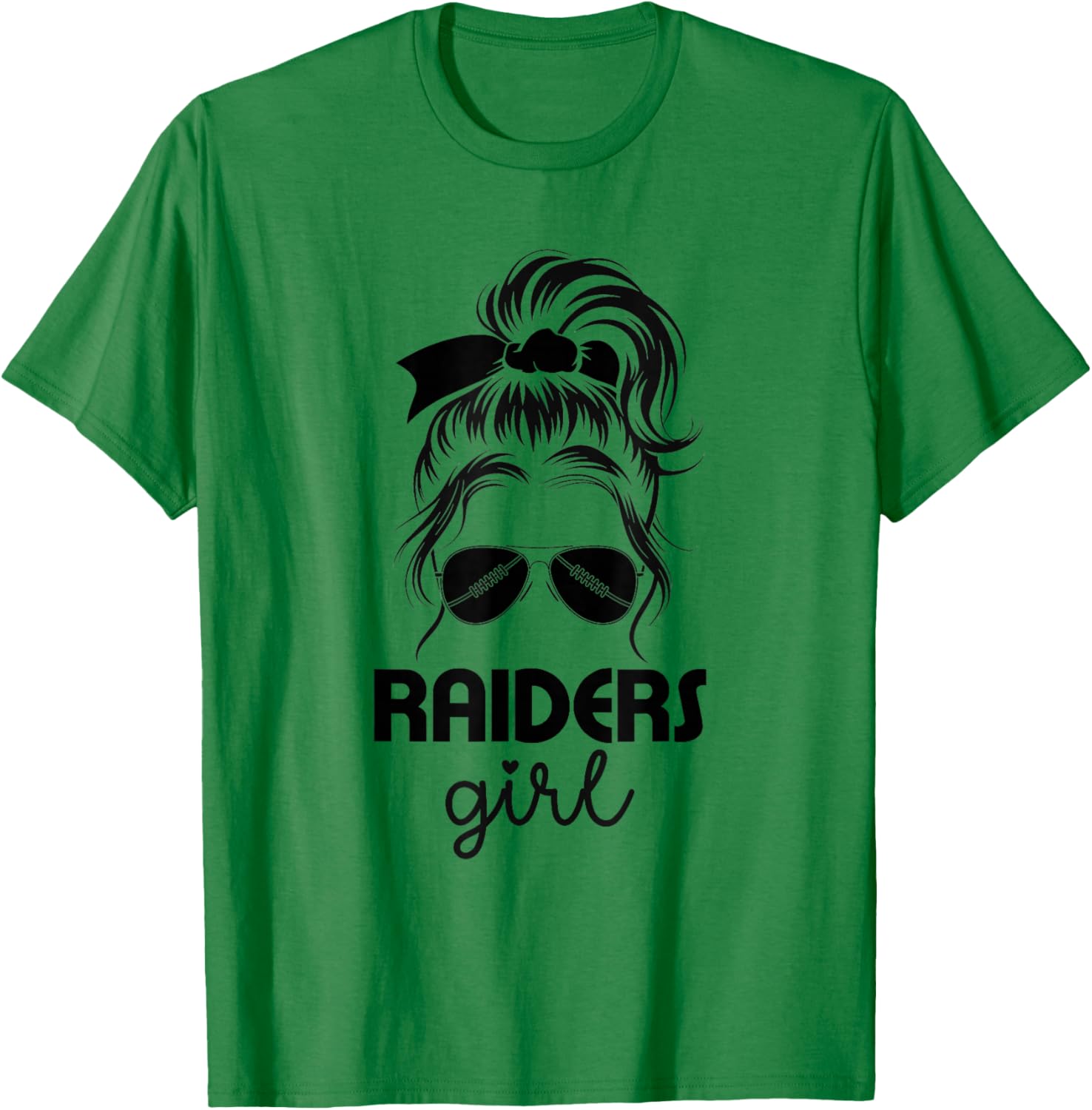 Raiders Girl Messy Bun - Love Raiders T-Shirt - T-Shirt | Irish Green