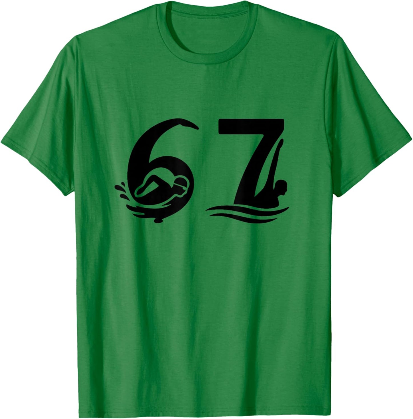 Fun 6 7 Swimmer Graphic Six Seven Swimming Swim Team T-Shirt - T-Shirt | Irish Green