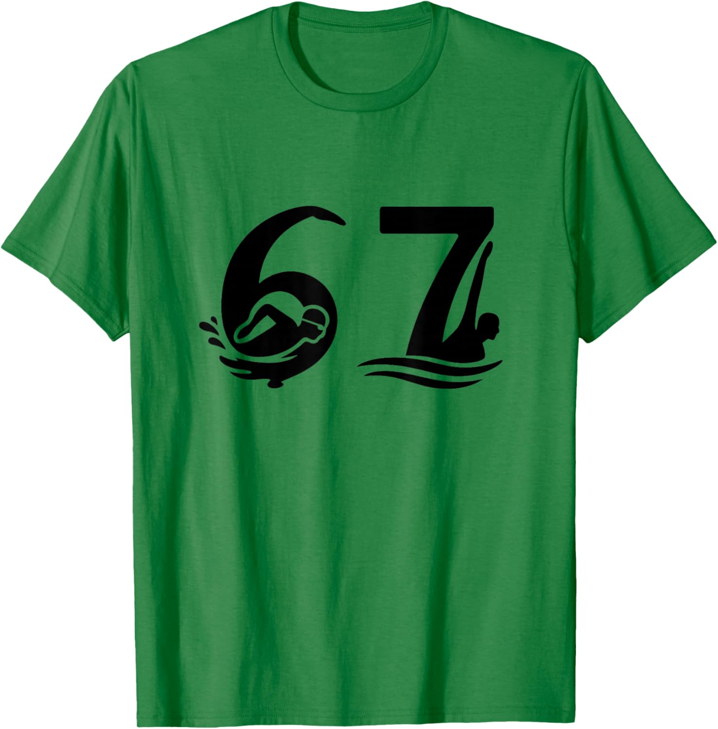 Fun 6 7 Swimmer Graphic Six Seven Swimming Swim Team T-Shirt - T-Shirt | Irish Green
