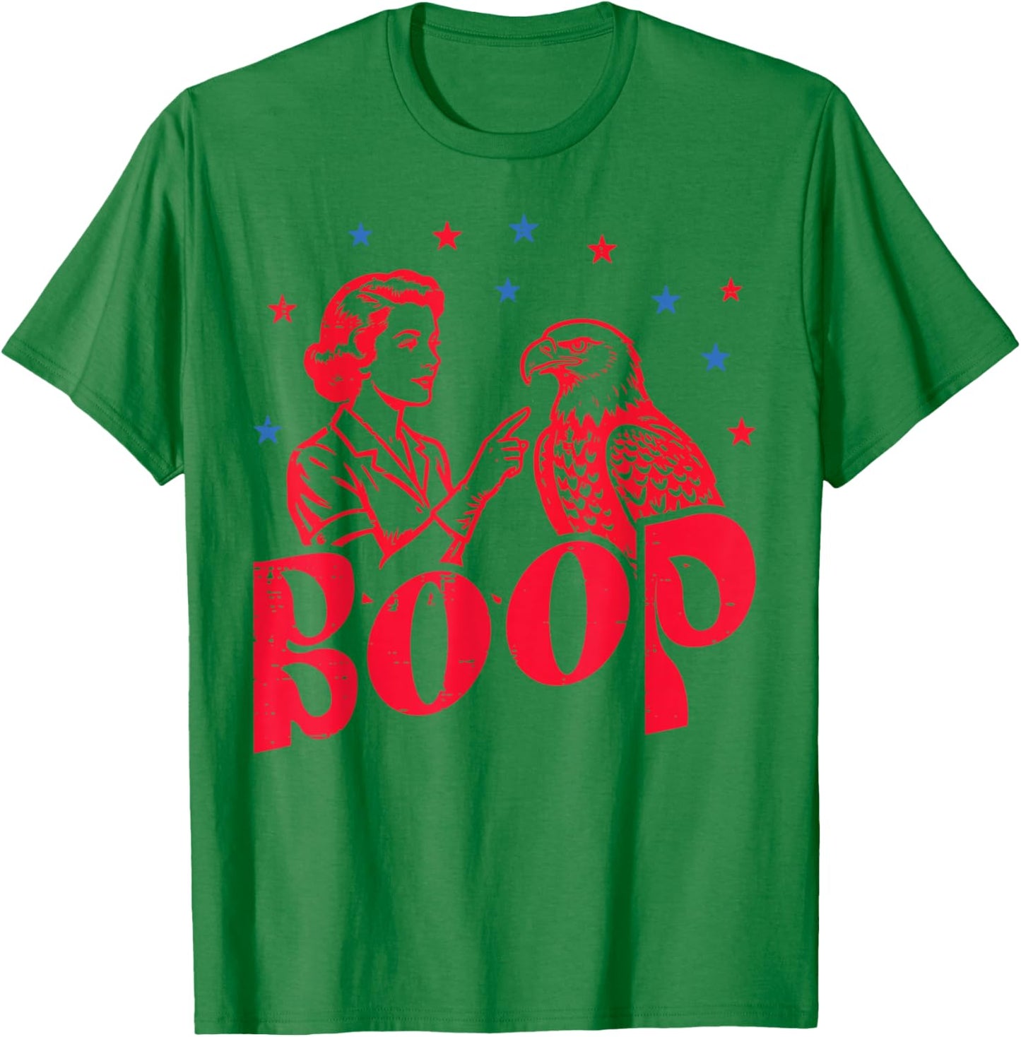 4th of July Boop Woman Bald Eagle Funny Patriotic Women Men T-Shirt - T-Shirt | Irish Green