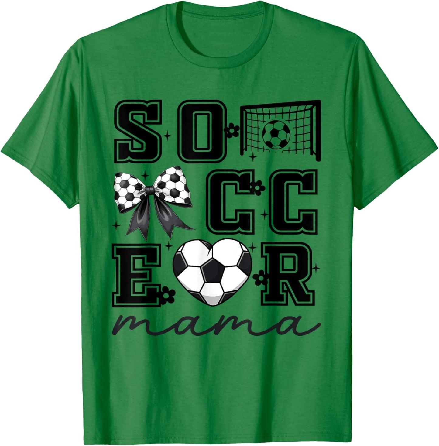 Soccer Mama Coquette Bow Funny Soccer Cheer Mama T-Shirt - T-Shirt | Irish Green