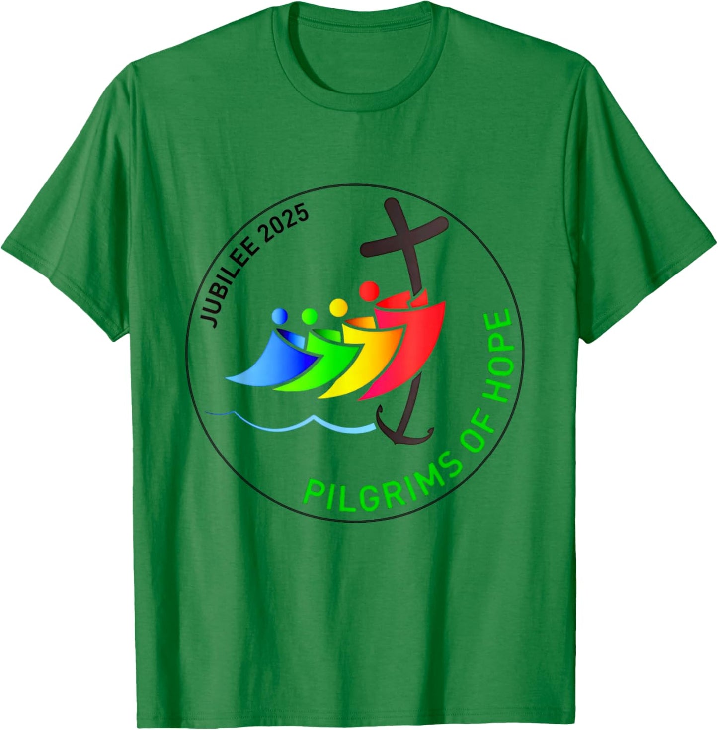 Catholic Jubilee 2025 Stained Glass Pilgrims Of Hope T-Shirt - T-Shirt | Irish Green