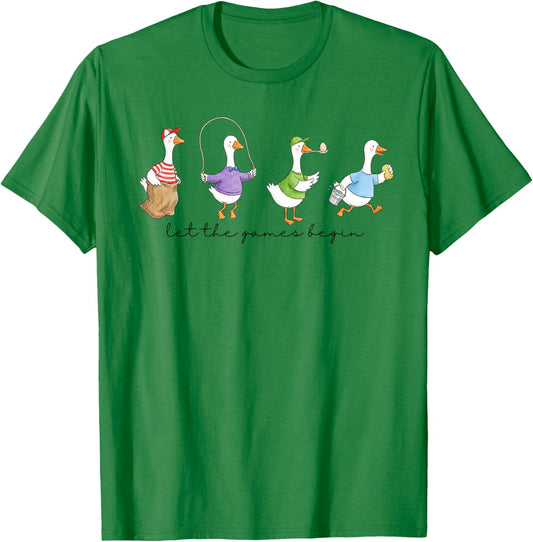 Let The Games Begin Field Day Silly Goose Teacher Student T-Shirt - T-Shirt | Irish Green