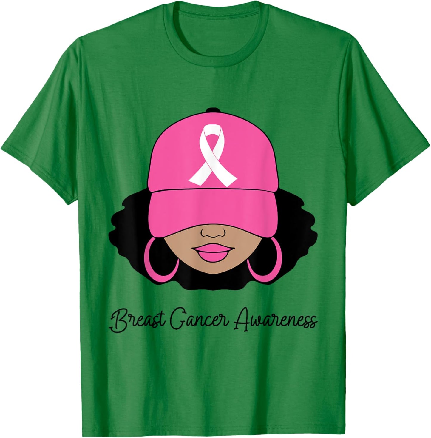 Black Women Pink Breast Cancer Awareness Warrior Women Girls T-Shirt - T-Shirt | Irish Green