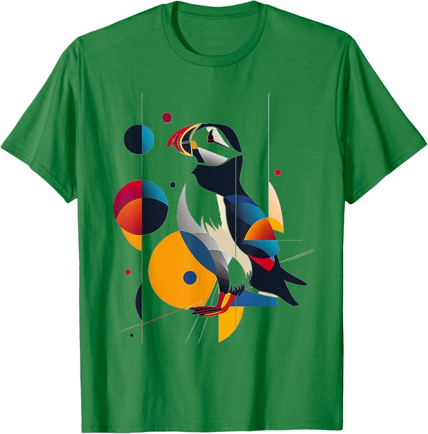 Puffin Animal Colorful Motif Drawing Abstract Puffin T-Shirt - T-Shirt | Irish Green