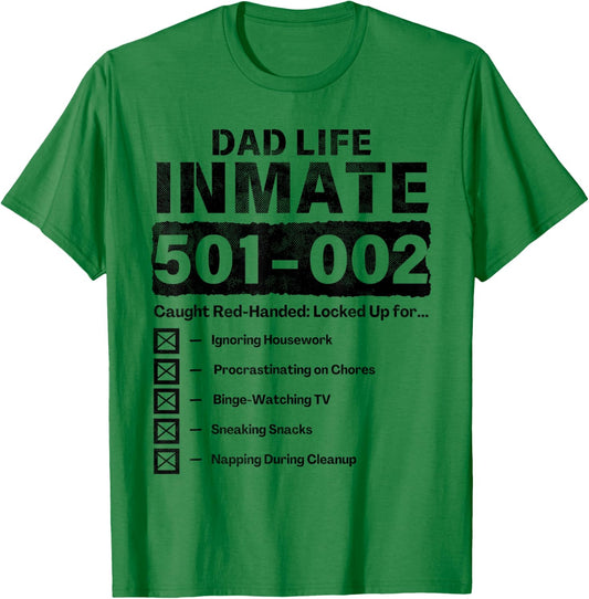 Dad Life Inmate Funny Matching Halloween Costume T-Shirt - T-Shirt | Irish Green