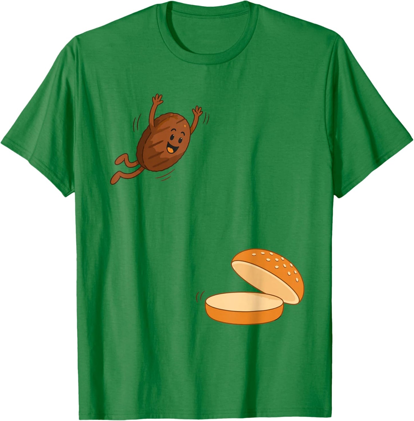 Burger Jumping Into Bun Funny Fast Food Joke Boys Youth Kids T-Shirt - T-Shirt | Irish Green