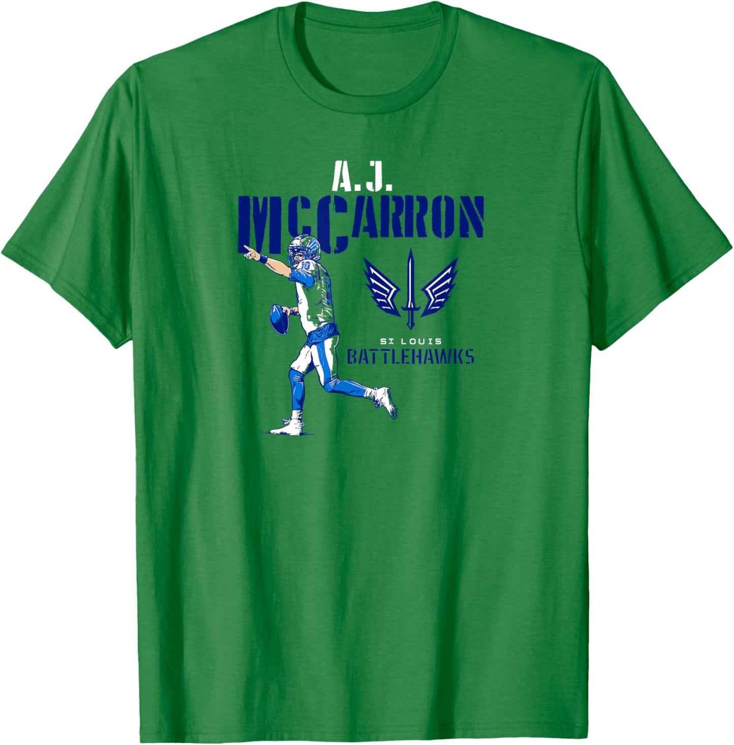 A.J. McCarron - St. Louis Battlehawks - UFL T-Shirt - T-Shirt | Irish Green