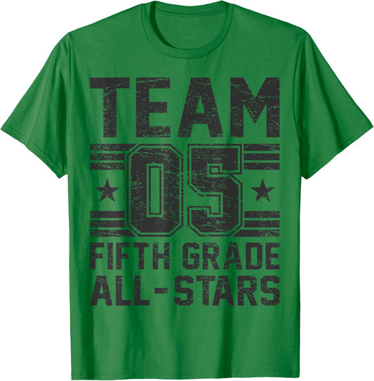 Kids Sports 05 Team Fifth Grade 5th Grade All Stars Jersey T-Shirt - T-Shirt | Irish Green
