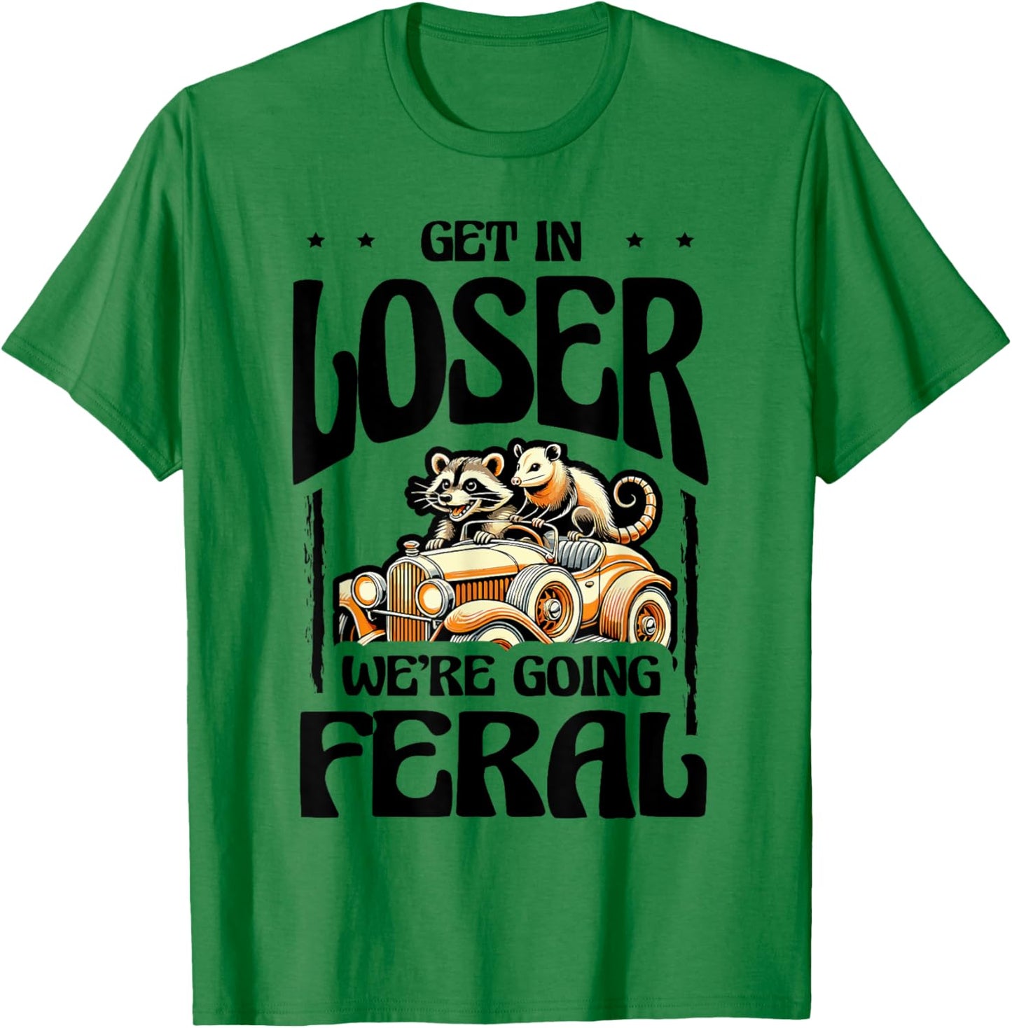 Feral Raccoon Girl Vintage Meme Summer Day Halloween T-Shirt - T-Shirt | Irish Green