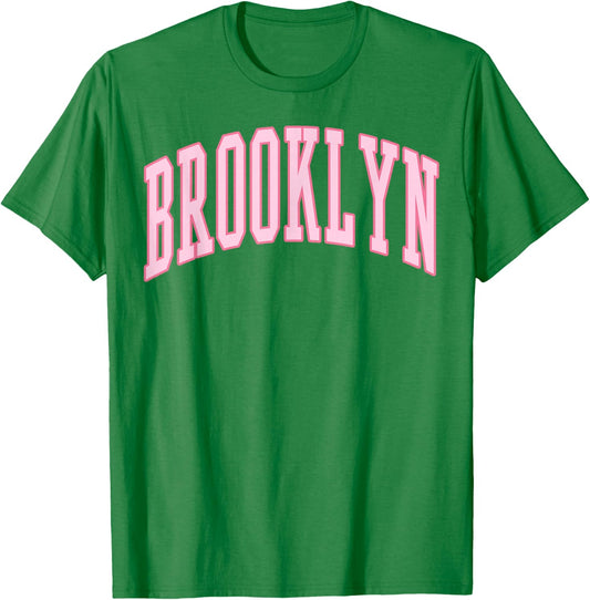 Brooklyn Vintage Preppy Varsity Pink Sports T-Shirt - T-Shirt | Irish Green