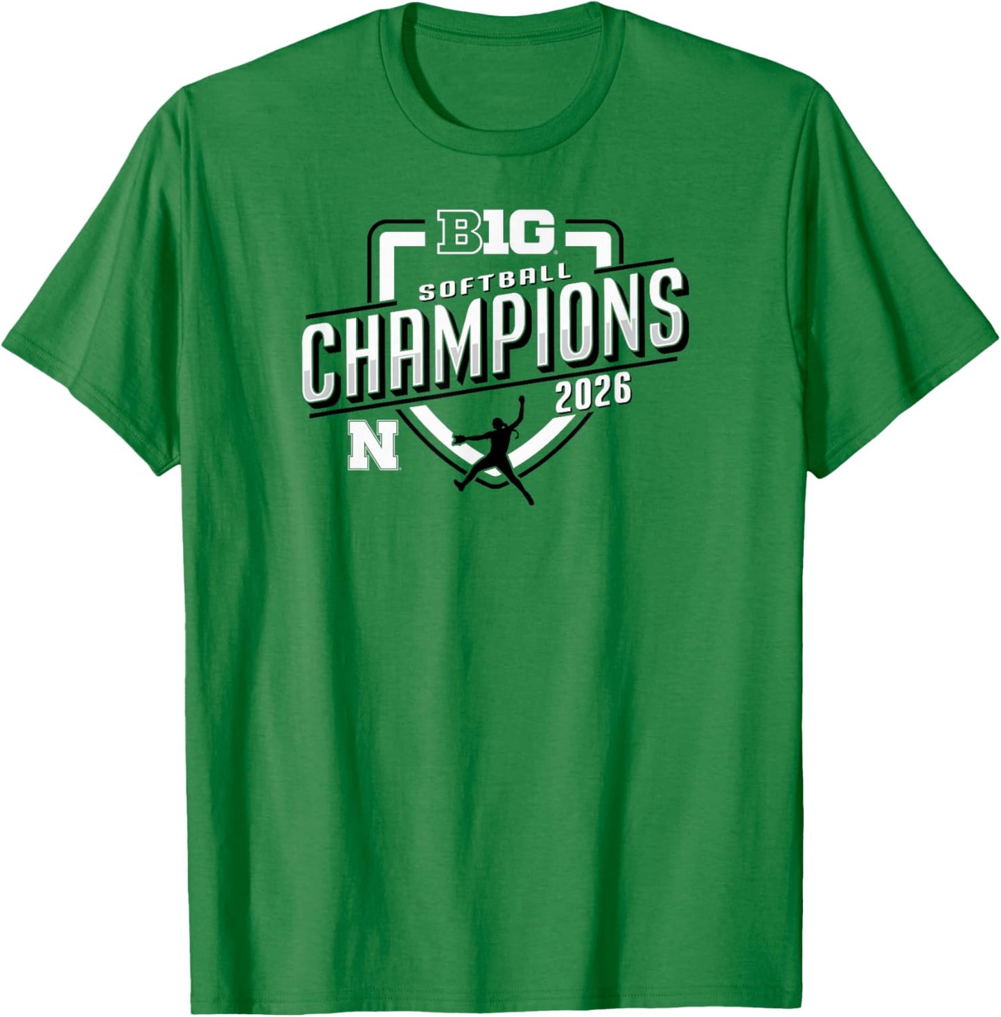 Nebraska Cornhuskers Big Ten Champs 2026 Softball Season T-Shirt - T-Shirt | Irish Green