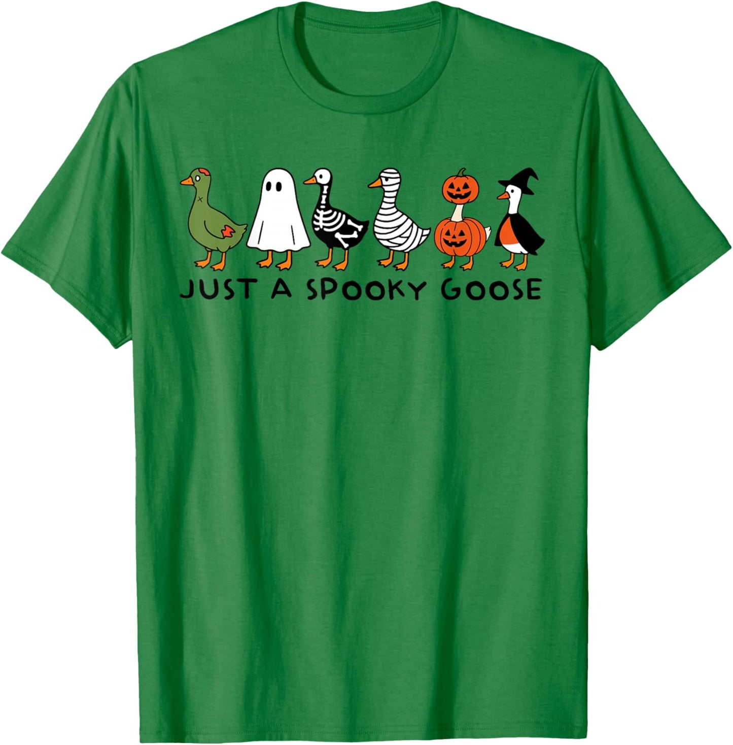 Just A Spooky Goose Funny Halloween Silly Animal Witch Duck T-Shirt - T-Shirt | Irish Green