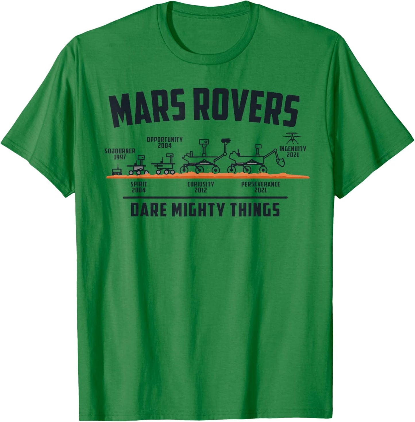 Mars Rovers Evolution Timeline – Rover Space Exploration T-Shirt - T-Shirt | Irish Green