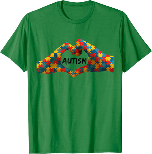 Autism Awareness Hands For Heart Puzzle Pieces T-Shirt - T-Shirt | Irish Green