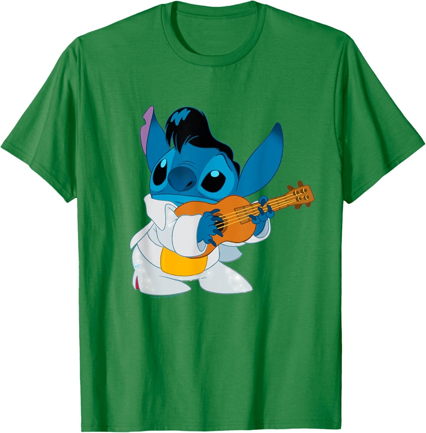 Disney Lilo & Stitch Iconic Elvis Stitch Ready To Play Logo T-Shirt - T-Shirt | Irish Green