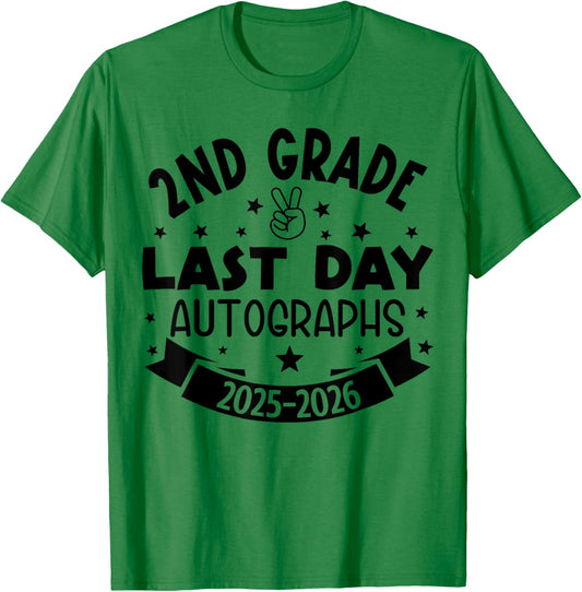 Last Day of School Autograph 2nd Grade Graduation Boys Girls T-Shirt - T-Shirt | Irish Green