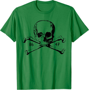 Skull with Glasses 86 47 Retro Distressed Style T-Shirt - T-Shirt | Irish Green