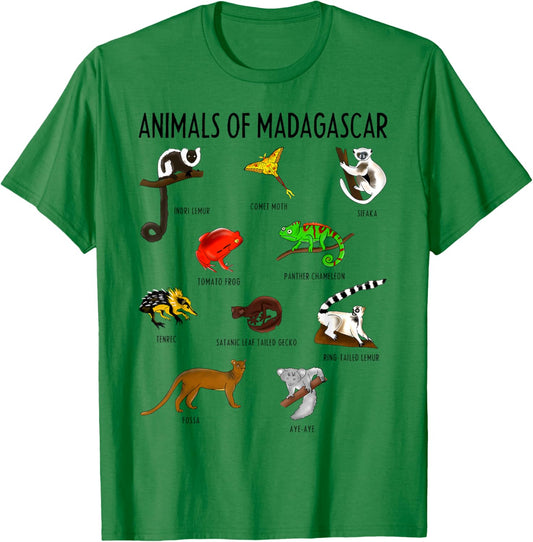 Wild Animals Educational Design for Kids Youth Teen Girl Boy T-Shirt - T-Shirt | Irish Green