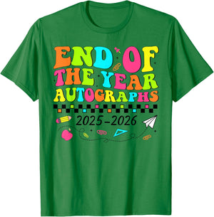 End Of The Year Autographs 2025-2026 Last Day of School T-Shirt - T-Shirt | Irish Green