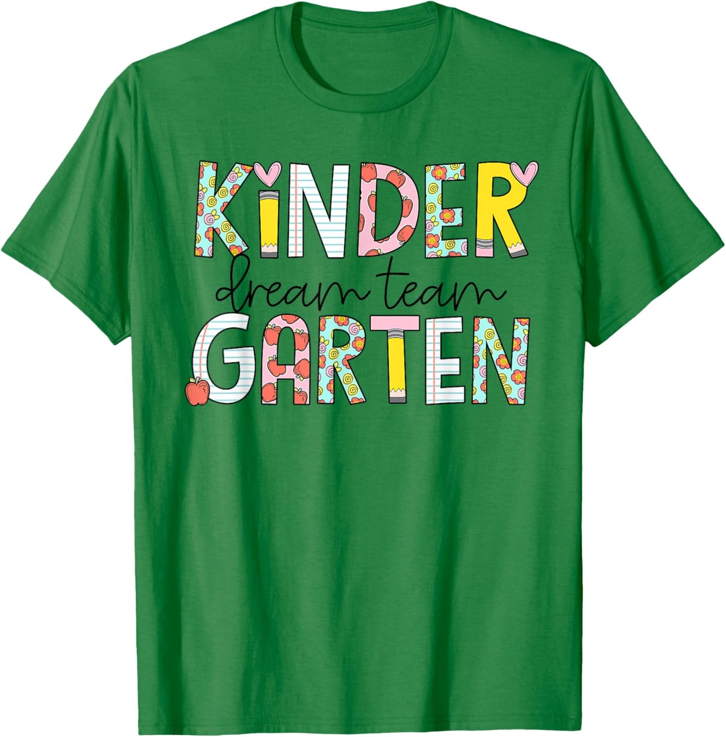 Retro Kindergarten Dream Team Groovy Teacher Back to School T-Shirt - T-Shirt | Irish Green