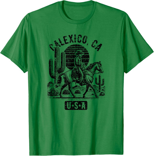Calexico California USA Cowboy Horse Vintage Style Design T-Shirt - T-Shirt | Irish Green