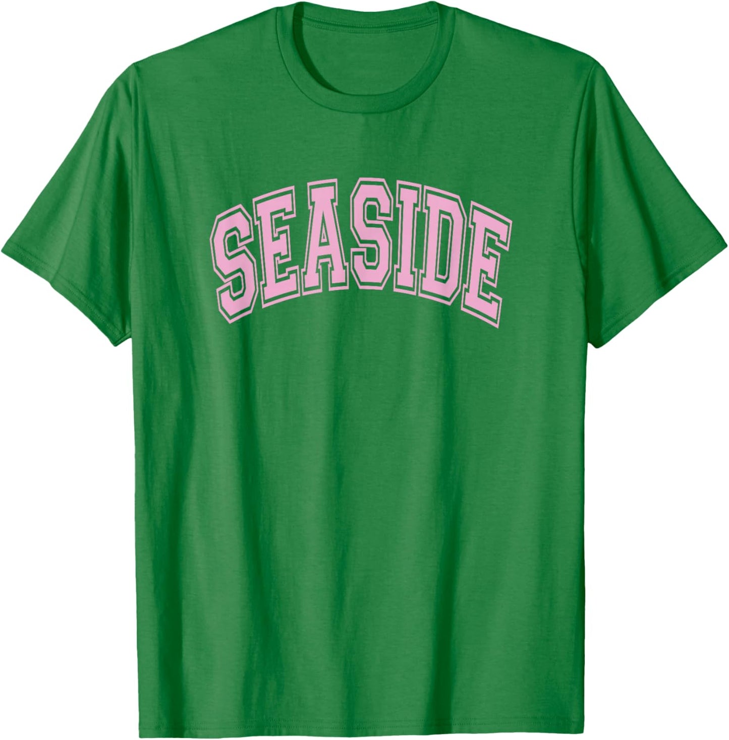 Seaside Arched Style Text White with Pink Print T-Shirt - T-Shirt | Irish Green
