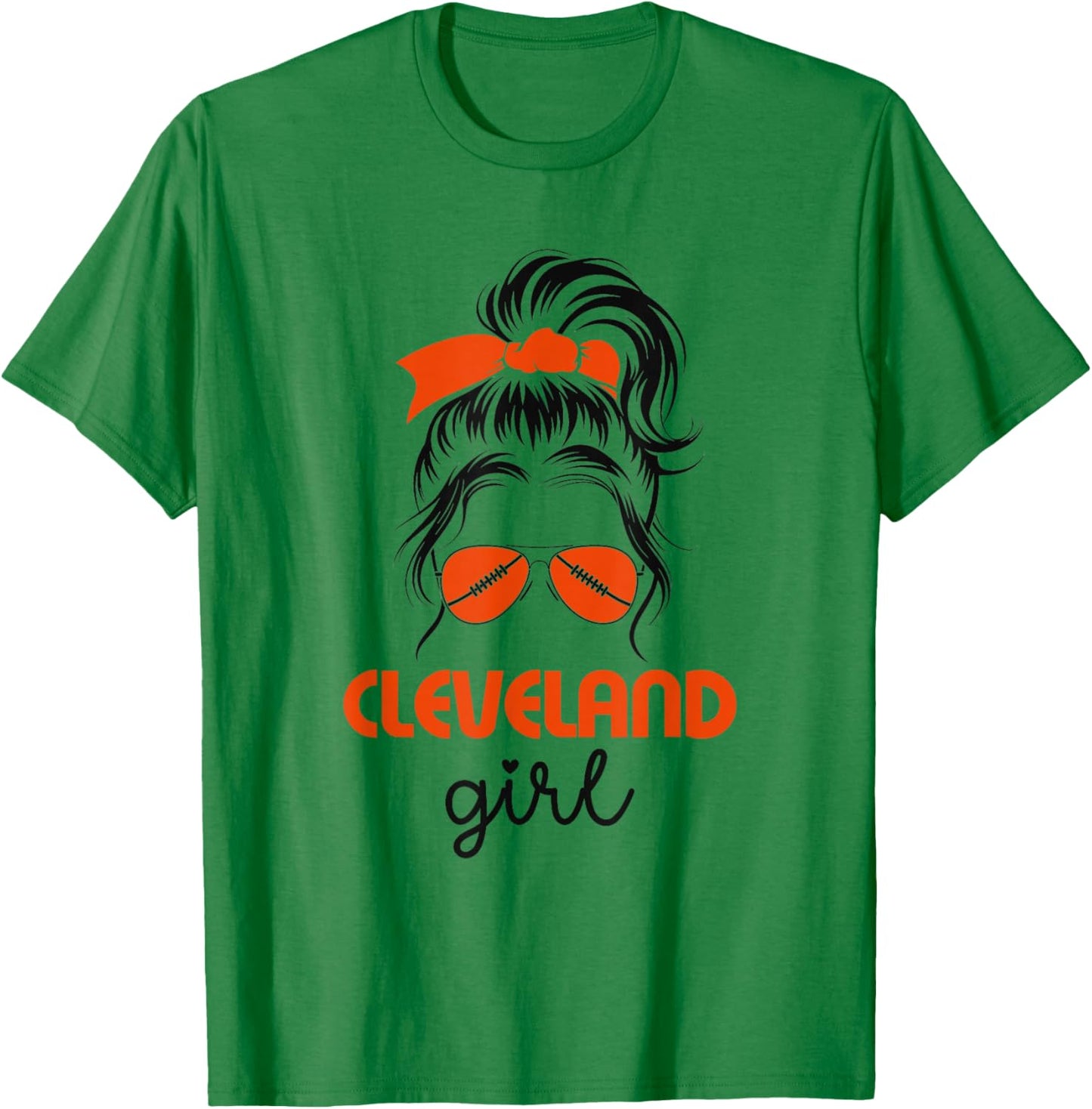 Cleveland Girl Messy Bun - Love Cleveland Ohio T-Shirt - T-Shirt | Irish Green