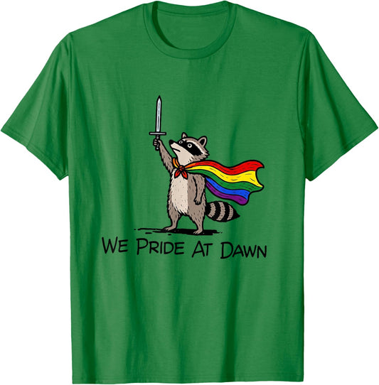Gay Pride Month We Pride At Dawn LGBTQ Raccoon Rainbow T-Shirt - T-Shirt | Irish Green