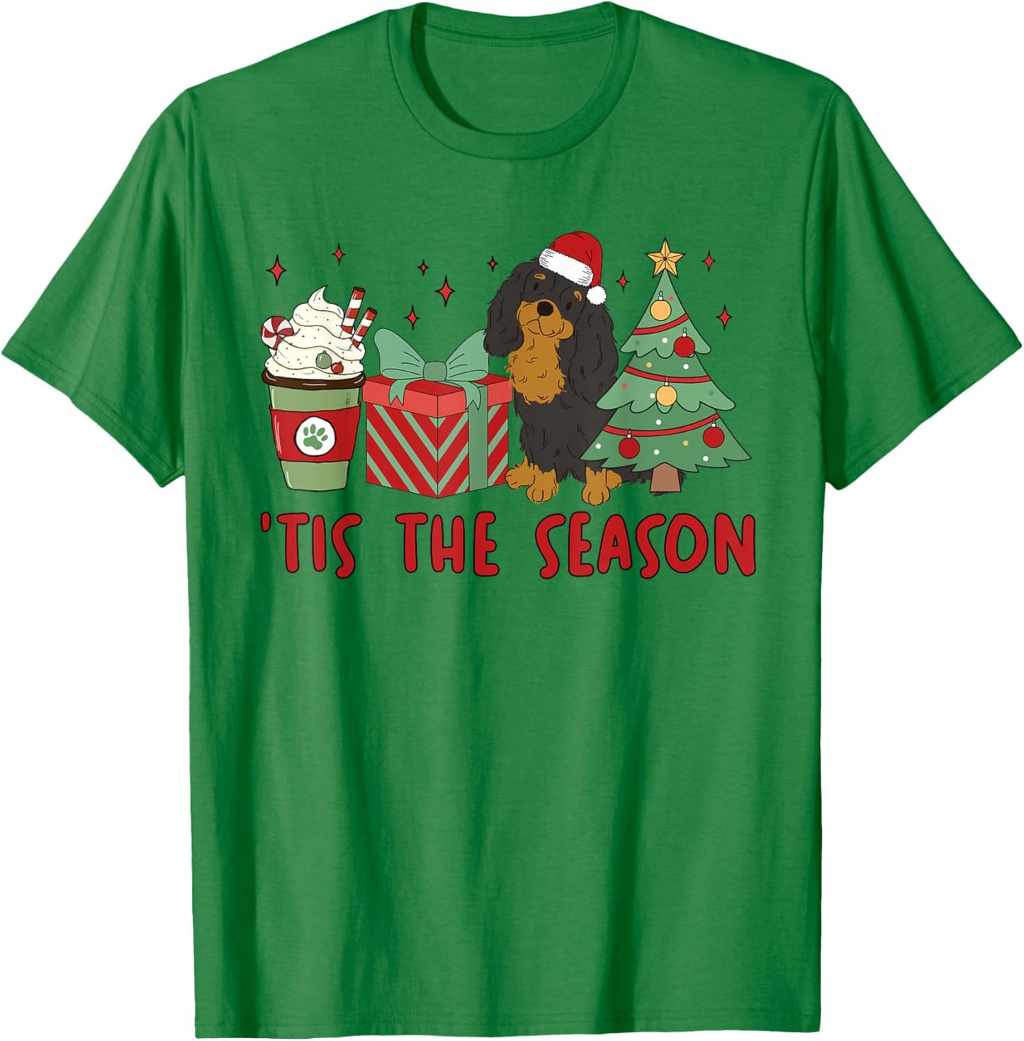 Cavalier King Charles Spaniel Christmas Tis The Season Dog T-Shirt - T-Shirt | Irish Green