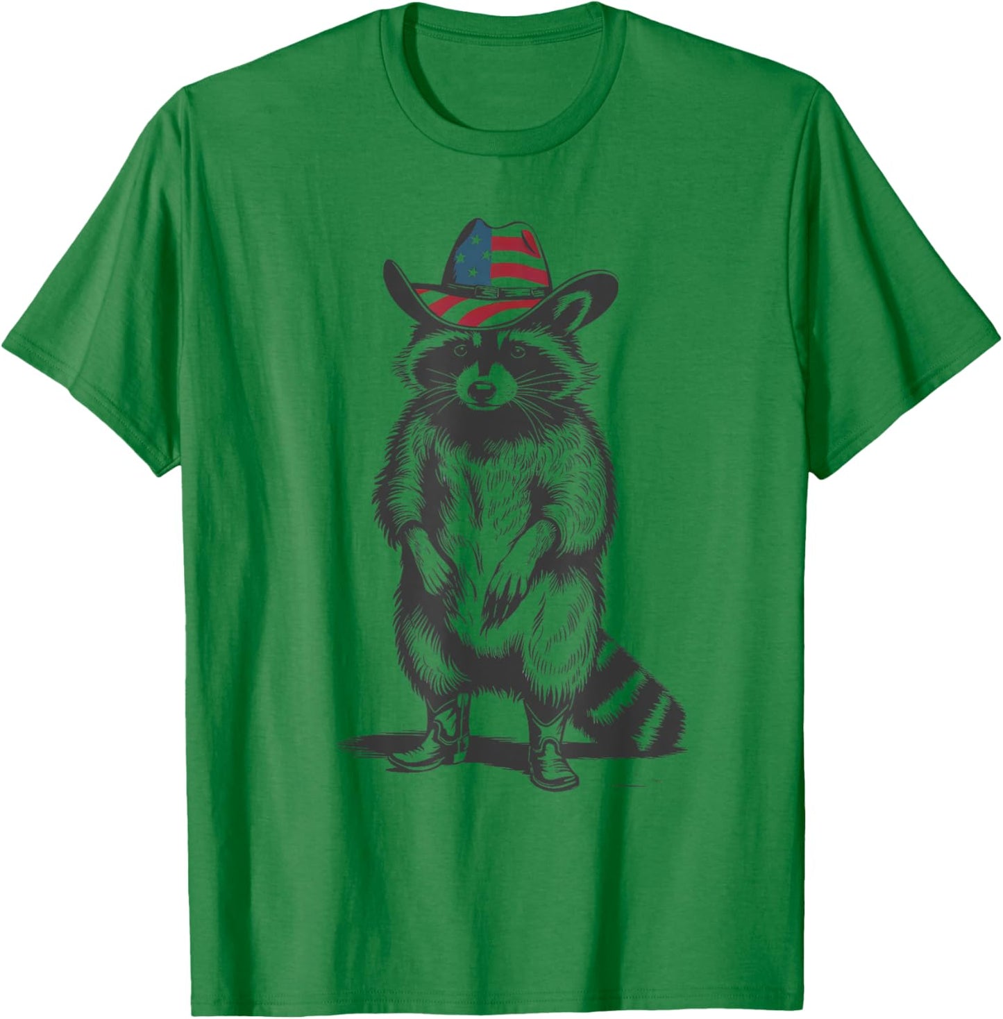 Vintage Racoon Trash Panda Cowboy Western Country Cowgirl T-Shirt - T-Shirt | Irish Green